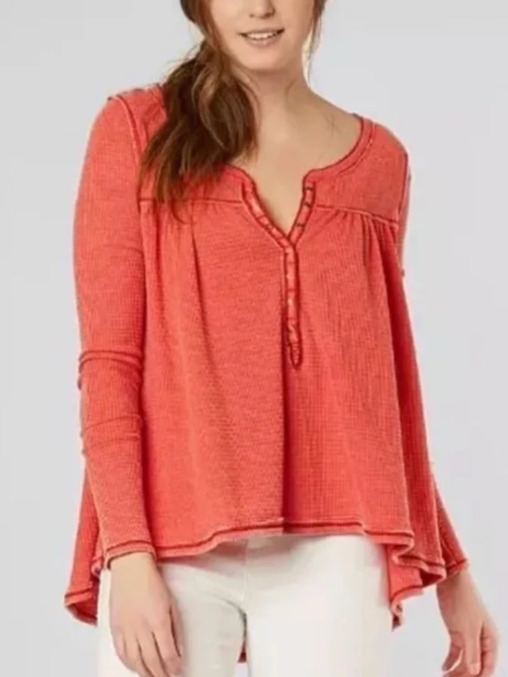 Free People We the Free Kai Henley Thermal Long-sleeve Oversized Size M